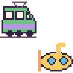 Pixel art Tramway et Sous-marin, grille 48 × 48