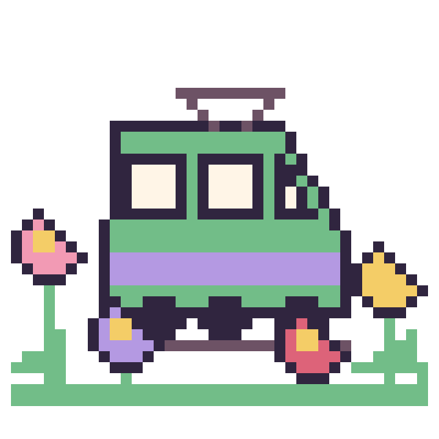 Modèle de pixel art Tramway dans le jardin sur une grille de 40 par 40 cases