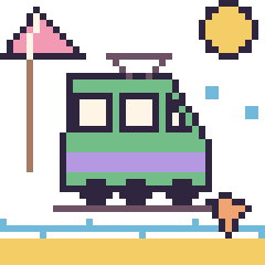 Pixel art Tramway à la plage, grille 40 × 40