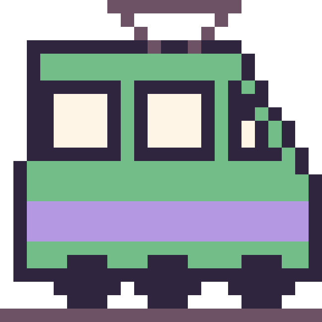 Modèle de pixel art Tramway sur une grille de 24 par 24 cases