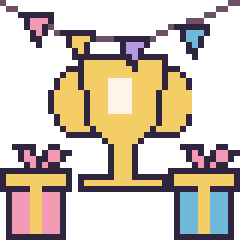 Pixel art Trophée pour un anniversaire, grille 40 × 40