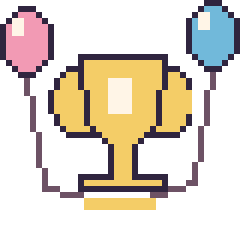 Pixel art Trophée avec des ballons, grille 40 × 40