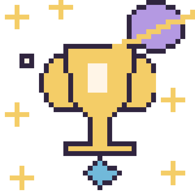 Modèle de pixel art Trophée dans l’espace sur une grille de 40 par 40 cases