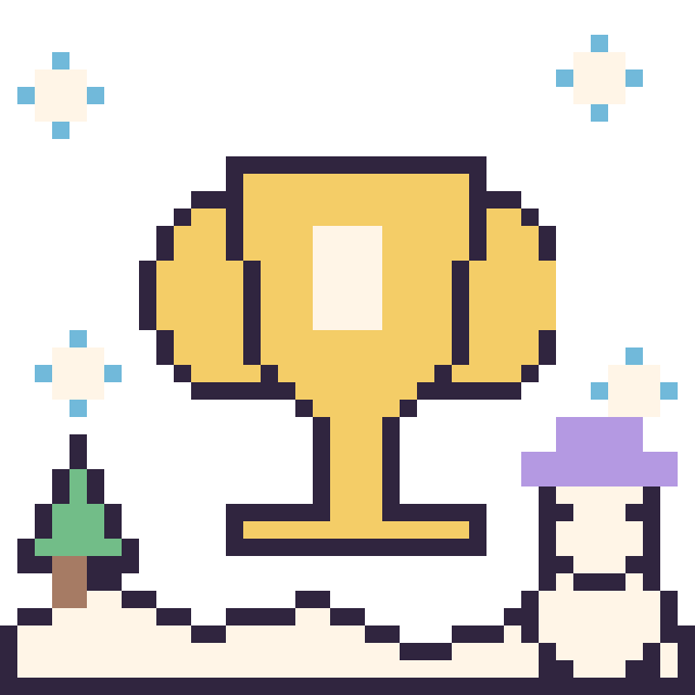 Modèle de pixel art Trophée en hiver sur une grille de 40 par 40 cases