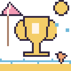 Pixel art Trophée à la plage, grille 40 × 40