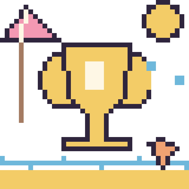 Modèle de pixel art Trophée à la plage sur une grille de 40 par 40 cases