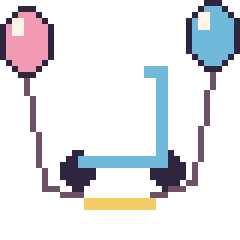 Pixel art Trottinette avec des ballons, grille 40 × 40