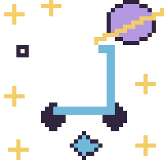 Pixel art Trottinette dans l’espace, grille 40 × 40