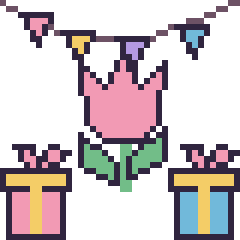 Pixel art Tulipe pour un anniversaire, grille 40 × 40