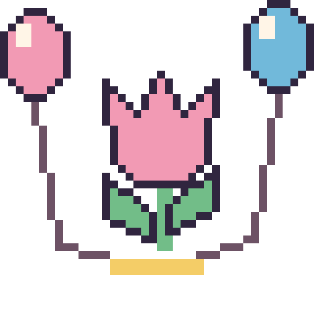 Modèle de pixel art Tulipe avec des ballons sur une grille de 40 par 40 cases