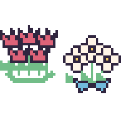 Pixel art Tulipe en couronne et Marguerite en bouquet, grille 48 × 48