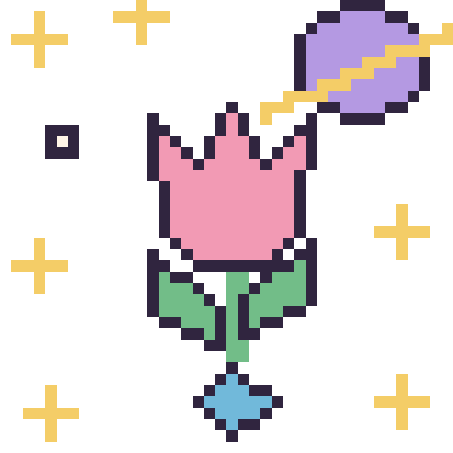 Modèle de pixel art Tulipe dans l’espace sur une grille de 40 par 40 cases