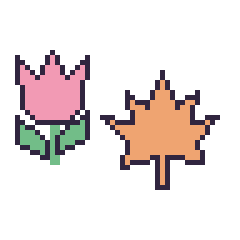 Pixel art Tulipe et Feuille d'érable, grille 48 × 48