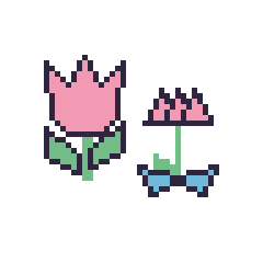 Pixel art Tulipe et Lotus avec un nœud, grille 48 × 48