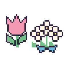 Pixel art Tulipe et Marguerite en bouquet, grille 48 × 48