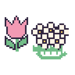 Pixel art Tulipe et Marguerite en couronne, grille 48 × 48