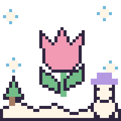 Pixel art Tulipe en hiver, grille 40 × 40