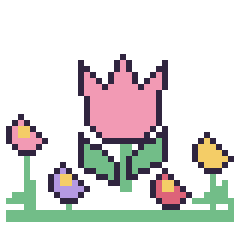 Pixel art Tulipe dans le jardin, grille 40 × 40