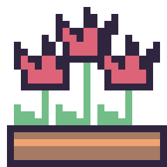 Pixel art Tulipe en jardinière, grille 24 × 24