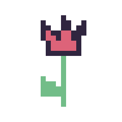 Pixel art Tulipe tige fleurie, grille 24 × 24
