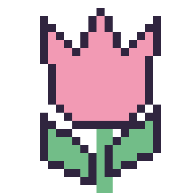 Modèle de pixel art Tulipe sur une grille de 24 par 24 cases