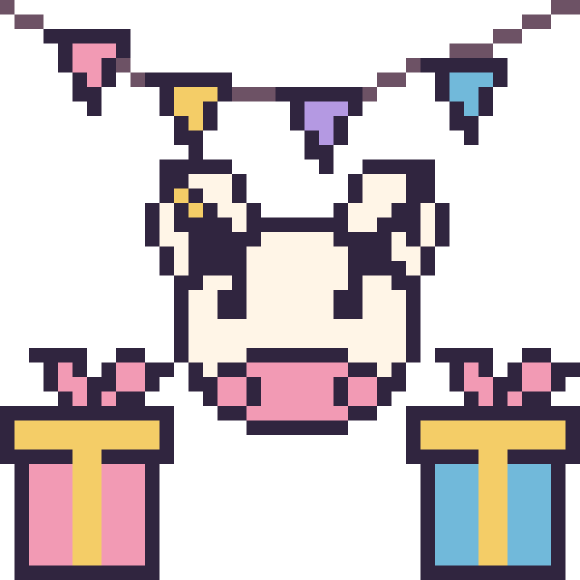 Modèle de pixel art Vache pour un anniversaire sur une grille de 40 par 40 cases