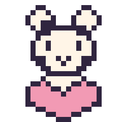 Pixel art Vache avec un cœur, grille 24 × 24