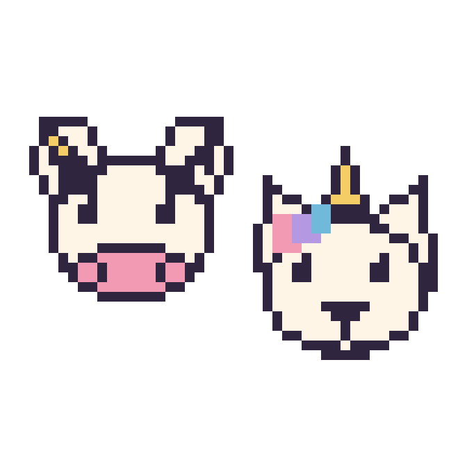 Modèle de pixel art Vache et Licorne sur une grille de 48 par 48 cases