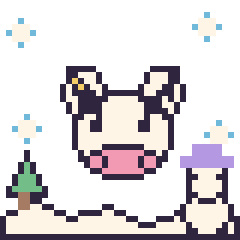 Pixel art Vache en hiver, grille 40 × 40