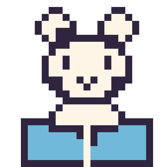Modèle de pixel art Vache avec un livre sur une grille de 24 par 24 cases