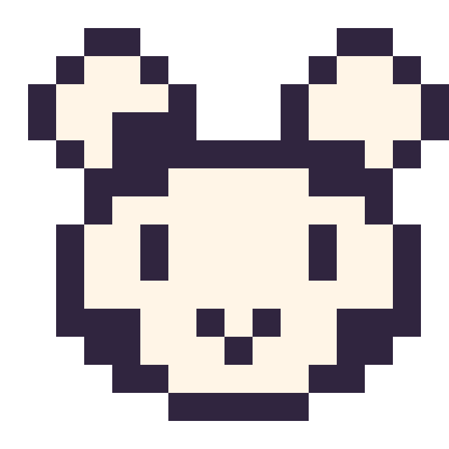 Modèle de pixel art Vache : portrait facile sur une grille de 16 par 16 cases