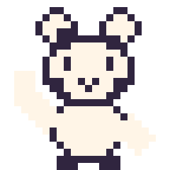 Pixel art Vache qui fait coucou, grille 24 × 24