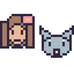 Pixel art Vaiana mini et Bourriquet mini, grille 32 × 32