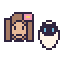 Pixel art Vaiana mini et EVE mini, grille 32 × 32