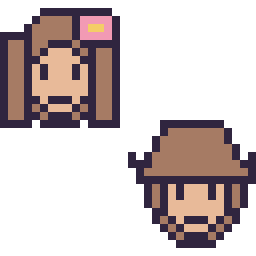 Pixel art Vaiana mini et Woody mini, grille 32 × 32