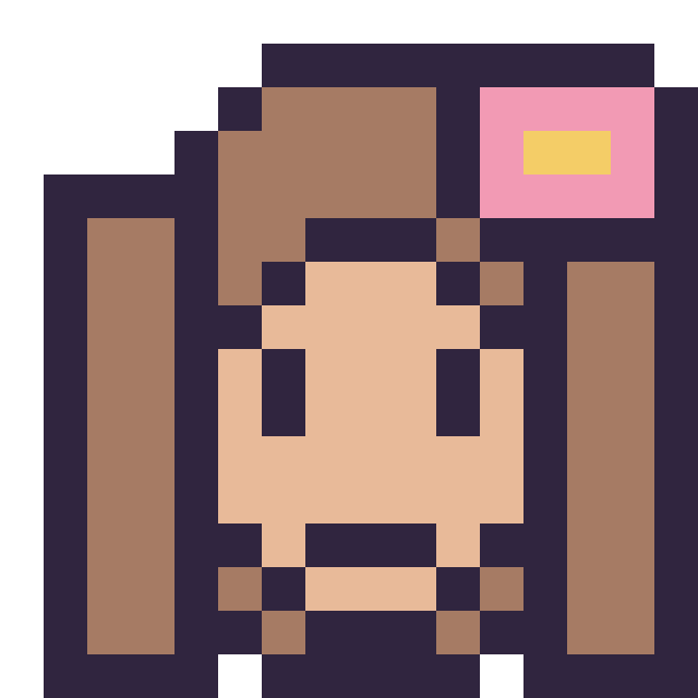Modèle de pixel art Vaiana mini 16 × 16 sur une grille de 16 par 16 cases
