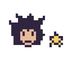 Pixel art Vegeta mini et Étoile mini, grille 32 × 32