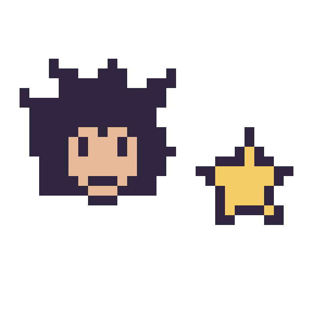 Modèle de pixel art Vegeta mini et Étoile simple 10 × 10 sur une grille de 32 par 32 cases