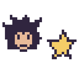 Pixel art Vegeta mini et Étoile simple 12 × 12, grille 32 × 32
