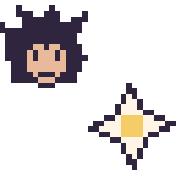 Pixel art Vegeta mini et Etoile nether Minecraft 16 × 16, grille 32 × 32