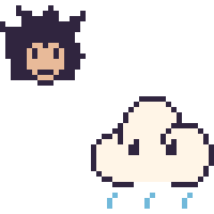 Pixel art Vegeta mini et Nuage de pluie, grille 40 × 40