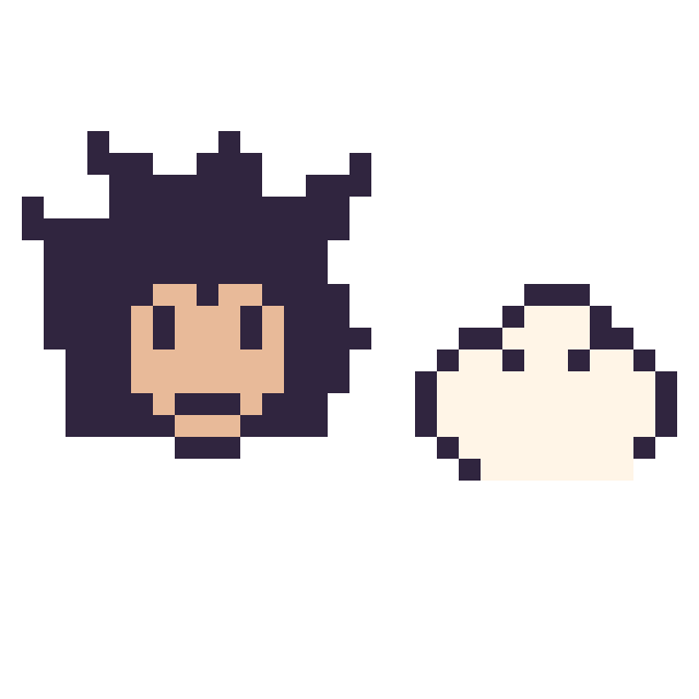 Modèle de pixel art Vegeta mini et Nuage simple 12 × 12 sur une grille de 32 par 32 cases