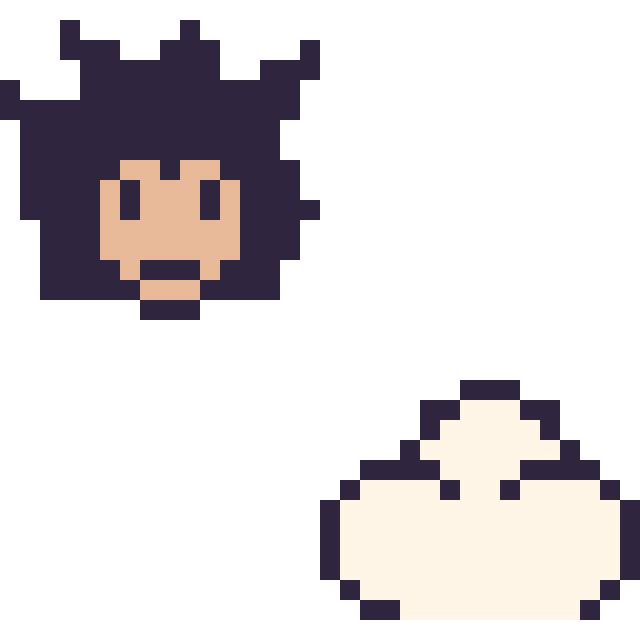Modèle de pixel art Vegeta mini et Nuage simple 16 × 16 sur une grille de 32 par 32 cases
