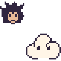 Pixel art Vegeta mini et Nuage, grille 40 × 40