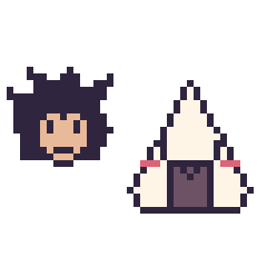 Pixel art Vegeta mini et Onigiri kawaii, grille 40 × 40