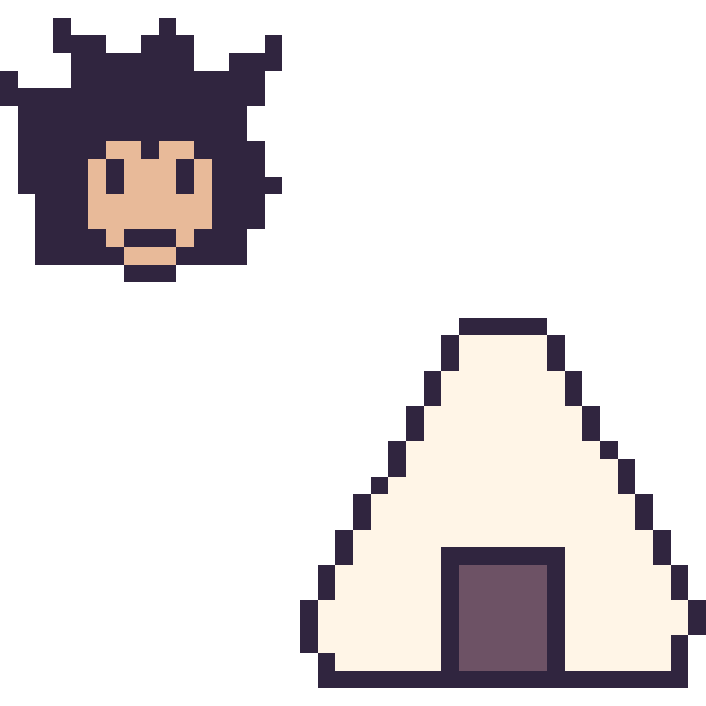 Modèle de pixel art Vegeta mini et Onigiri sur une grille de 40 par 40 cases