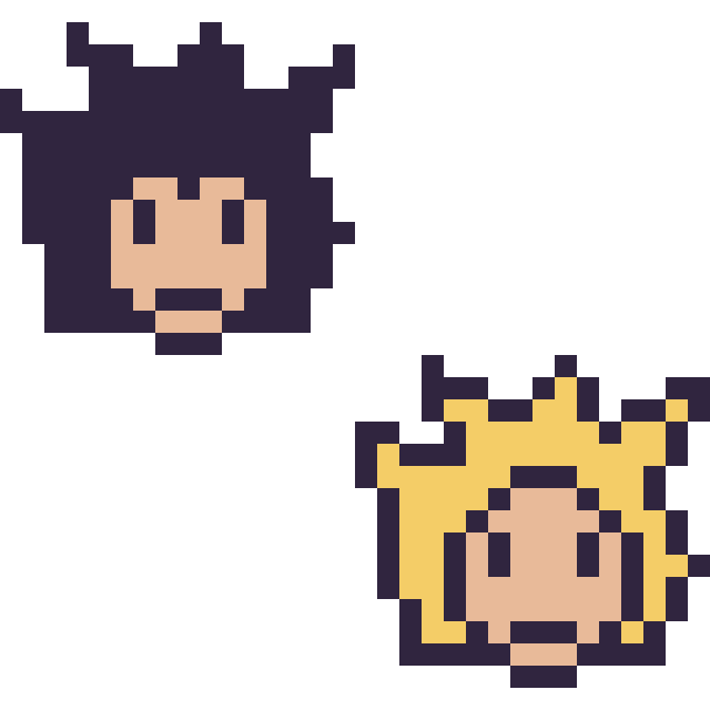 Modèle de pixel art Vegeta mini et Goku Super Saiyan mini sur une grille de 32 par 32 cases