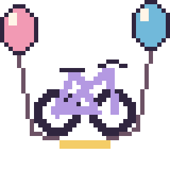 Pixel art Vélo avec des ballons, grille 40 × 40
