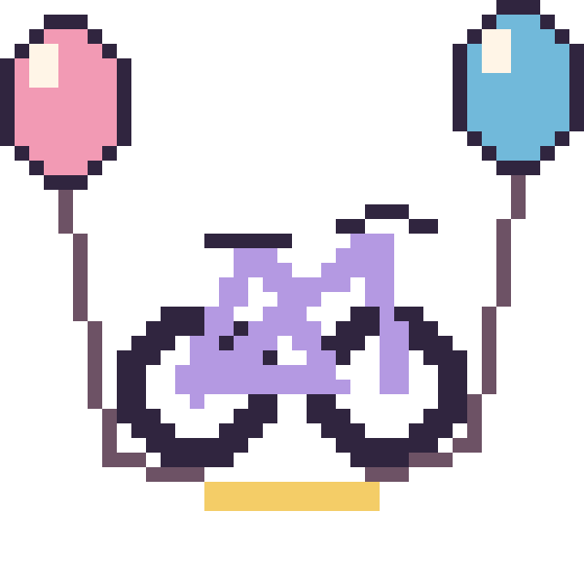 Modèle de pixel art Vélo avec des ballons sur une grille de 40 par 40 cases