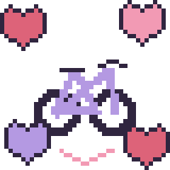 Pixel art Vélo avec des cœurs, grille 40 × 40